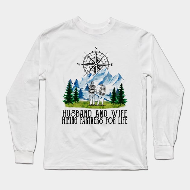 Husband And Wife Hiking Partners For Life Long Sleeve T-Shirt by Rumsa